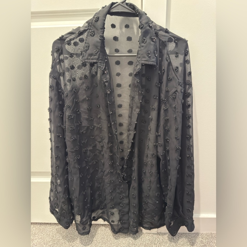 SHEIN Black Sheer Blouse
